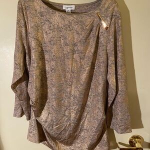Calvin Klein Women's Metallic Gold Blouse